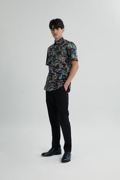 Coupe Cousu, Print, Short Sleeve Shirt