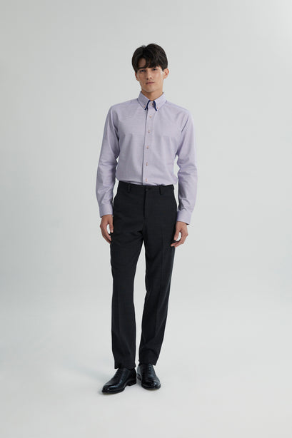 Coupe Cousu, Fancy Dobby, Double Collar Long Sleeve Shirt