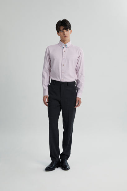 Coupe Cousu, Red, Double Collar Long Sleeve Shirt