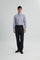 Coupe Cousu, Dark Blue Dobby, Double Collar Long Sleeve Shirt