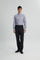 Coupe Cousu, Dark Blue Dobby, Double Collar Long Sleeve Shirt