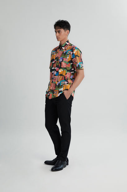 Coupe Cousu, Print, Short Sleeve Shirt