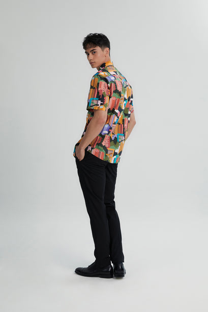 Coupe Cousu, Print, Short Sleeve Shirt