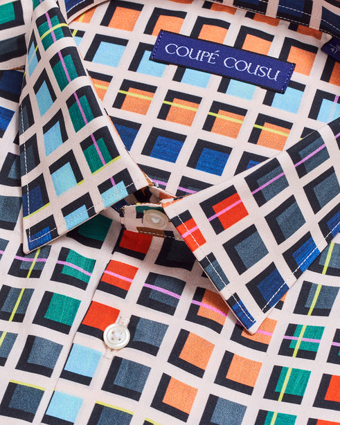 Coupe Cousu, Print, Short Sleeve Shirt