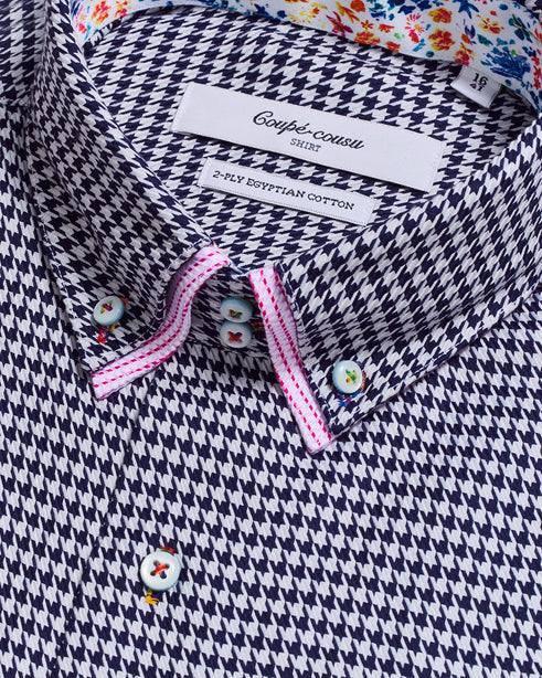 Coupe Cousu, Multi, Double Collar Long Sleeve Shirt
