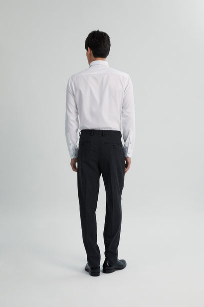 Coupe Cousu, White Dobby, Double Collar Long Sleeve Shirt