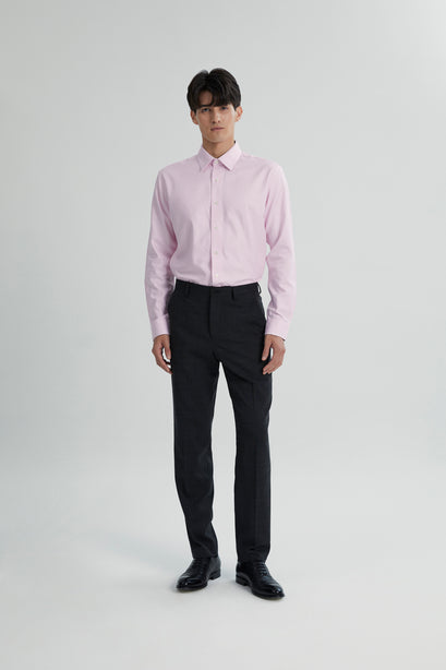 Coupe Cousu, Light Pink, Long Sleeve Shirt with Contrast Trim Fabric