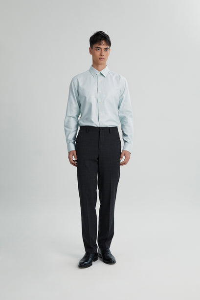 Coupe Cousu, Light Green, Long Sleeve Shirt with Contrast Trim Fabric