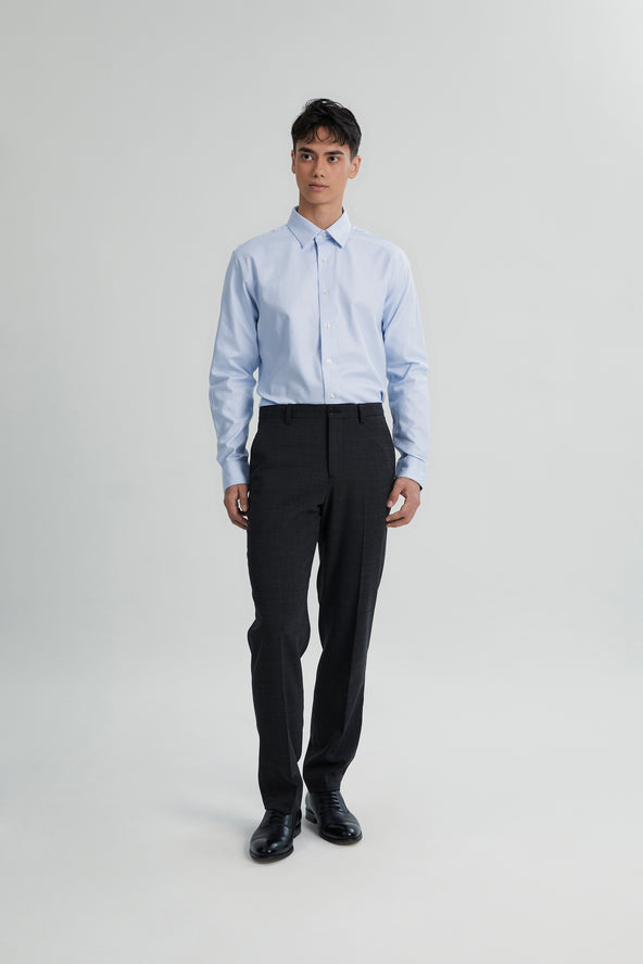 Coupe Cousu, Light Blue, Long Sleeve Shirt with Contrast Trim Fabric