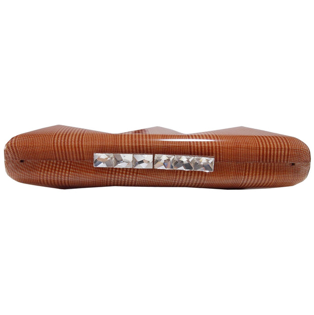 72 Smalldive Orange Laminated Plaid Minaudiere Clutch