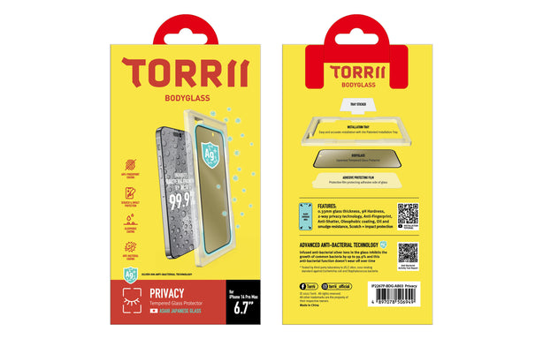 TORRII BODYGLASS for iPhone 14 Pro Max (6.7”) Anti-bacterial Coating