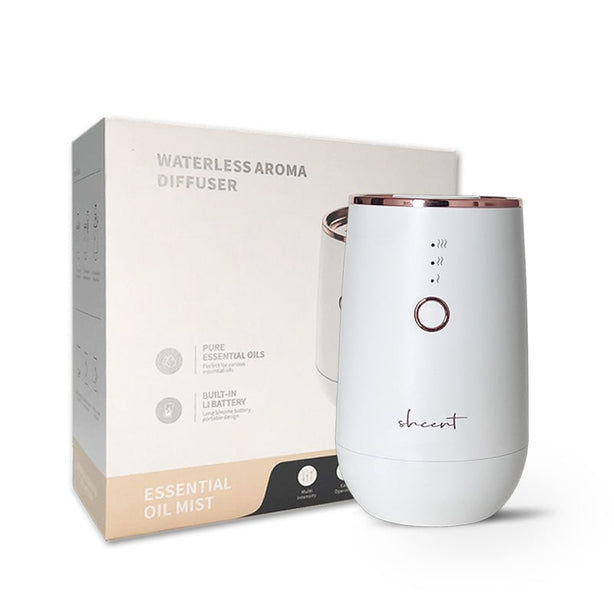 shcent Tranquil R | Rechargeable Aroma Nebulizer Diffuser | Waterless | For Home | Auto Off | 2 Free 10ml Hotel Essential Oils