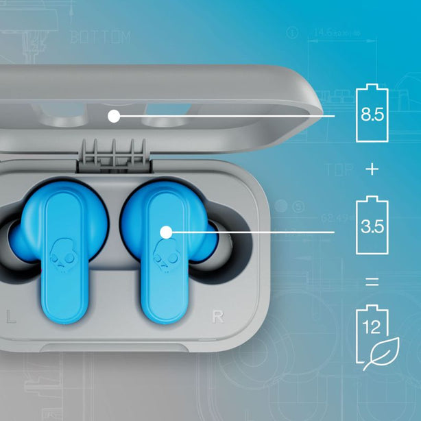 Skullcandy Dime/Dime 2 True Wireless Earbuds - Light Grey/ Blue