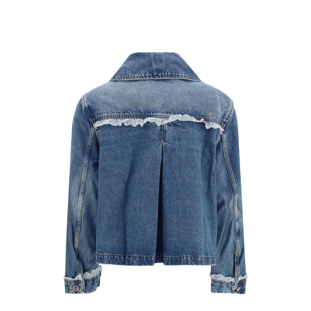 Rigid Denim Jacket With Lace Details