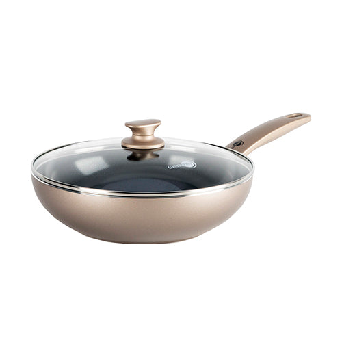 GreenPan Cambridge 28cm Wok with Lid, Bronze [PFAS FREE]
