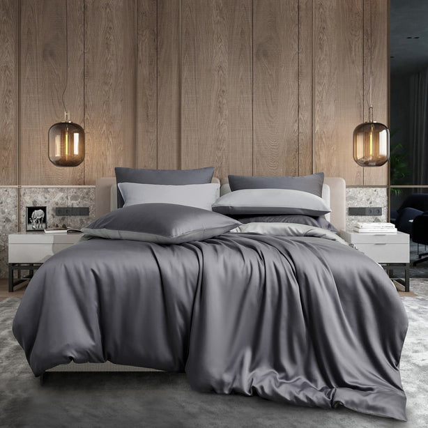 Rivera Grey and Silver Bedset 100% Lyocell