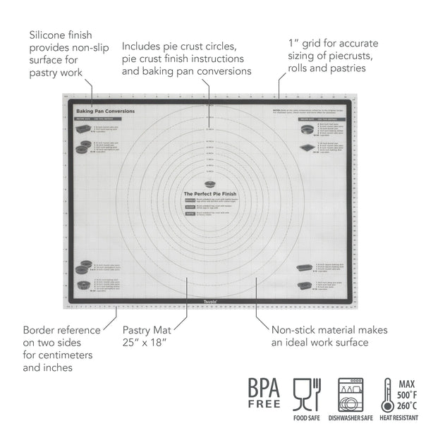 TrueBake Silicone Pastry Mat with Reference Marks - 25