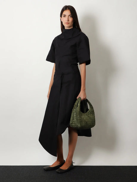 Bottega Veneta Campana Intrecciato suede shoulder bag - Green Tweed-M Brass