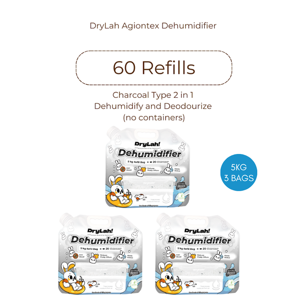 DryLah! Dehumidifier Refill pack (60 refills) Anti Odour 2in1 - 1 set (no containers, refill only)