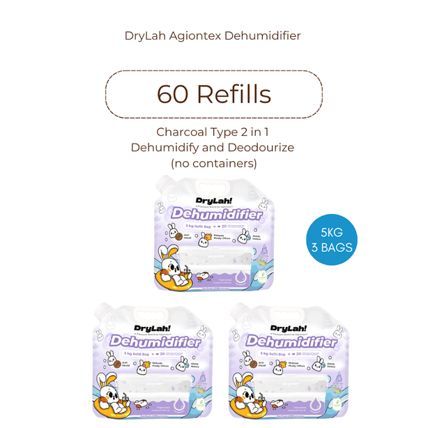 DryLah! Dehumidifier Refill pack (60 refills) Lavender scented - 1 set (no containers, refill only)