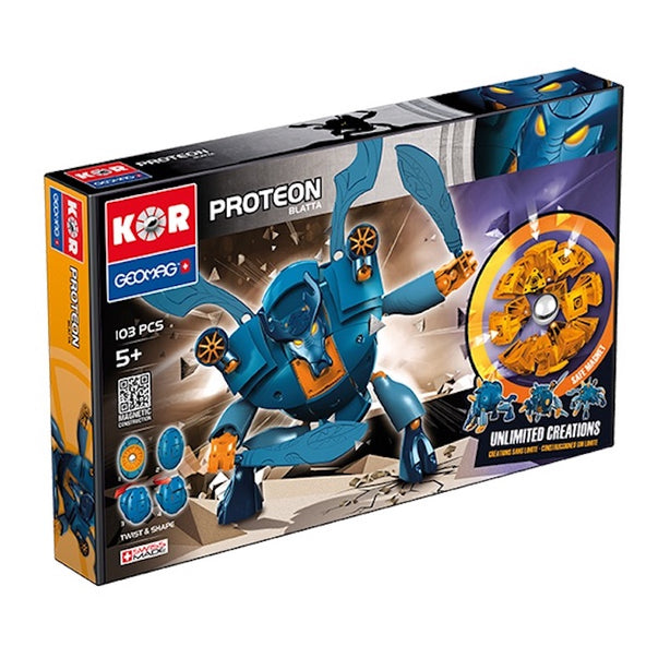 Geomag Kor Proteon Blatta Blue/Orange Magnetic Construction Toy Set (103pcs)