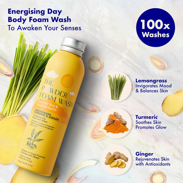 The Powder Shampoo Day & Night Energising Relaxing Body Foam Wash Duo Set