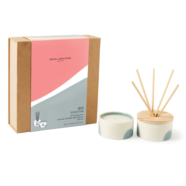Royal Doulton 1815 Signature Candle & Diffuser Gift Set - Rain & Blue Orris