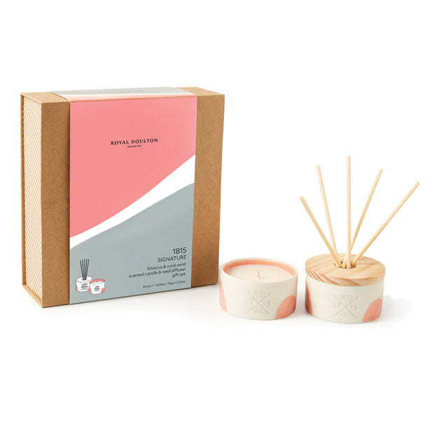 Royal Doulton 1815 Signature Candle & Diffuser Gift Set - Hibiscus & Coral Sand