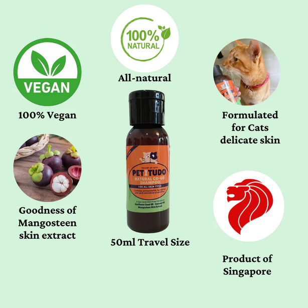 PETITUDO NATURAL GO-GO Cat Shampoo. 50ml (Trial size), 500ml and 1000ml