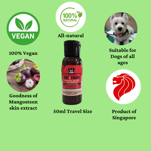PETITUDO NATURAL GO-GO Dog Shampoo. 50ml (Trial size), 500ml and 1000ml