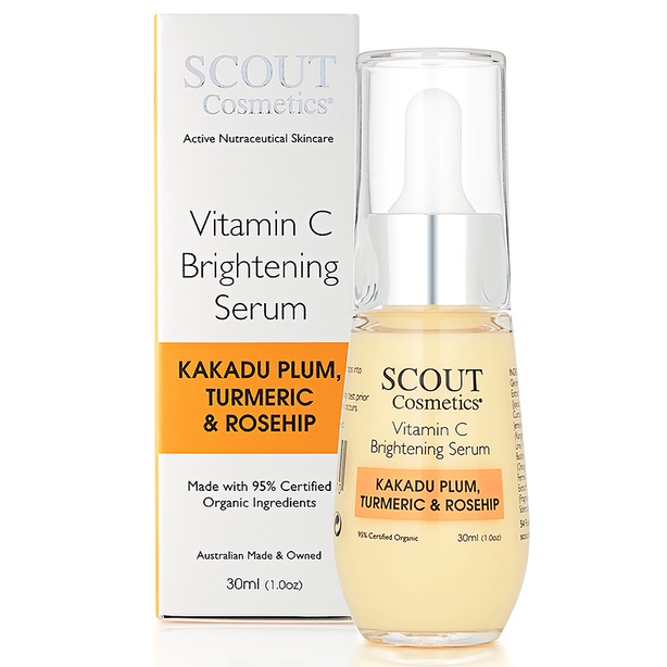 SCOUT Organic Active Beauty Vitamin C Brightening & Lightening Face Serum With Kakadu Plum, Turmeric & Rosehip (expiration end Oct 2026)