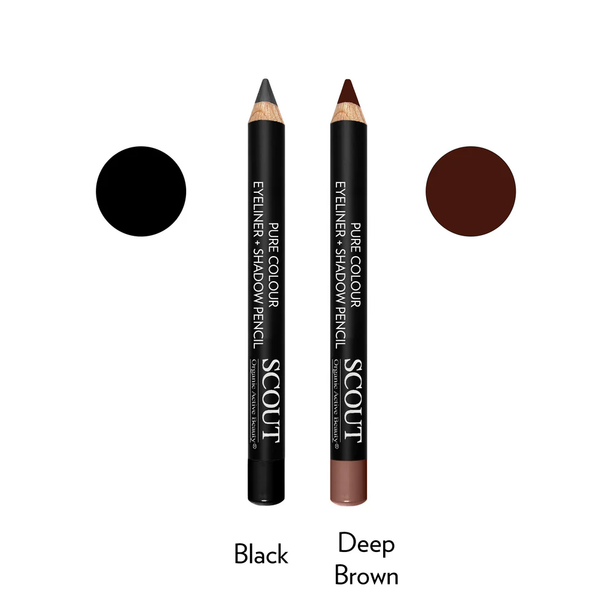 SCOUT Organic Active Beauty Dual Eye Liner + Shadow Pencil - A Clever 2 in 1 - Black