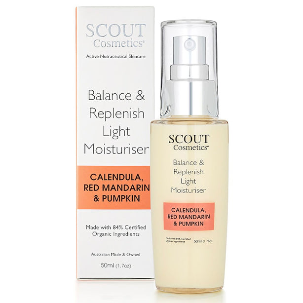 SCOUT Organic Active Beauty Balance & Replenish Light Moisturiser With Calendula, Red Mandarin & Pumpkin