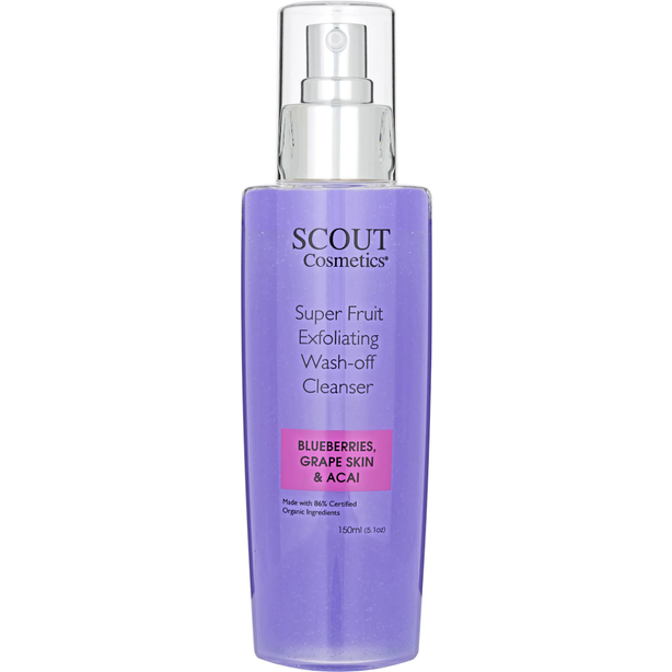 SCOUT Organic Active Beauty Super Fruit Exfoliating Wash-Off Face Cleanser With Blueberries, Grape Skin And Acai
