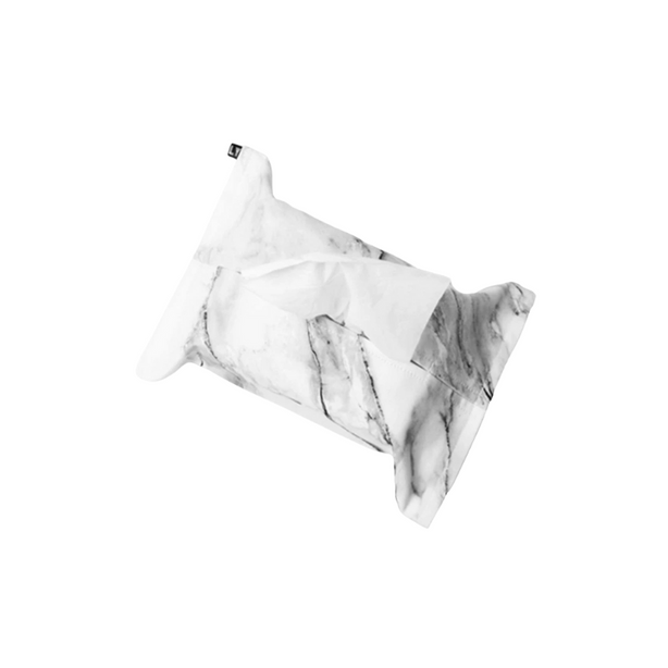 Marble print tissue box holder