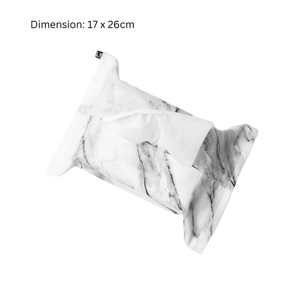 Marble print tissue box holder