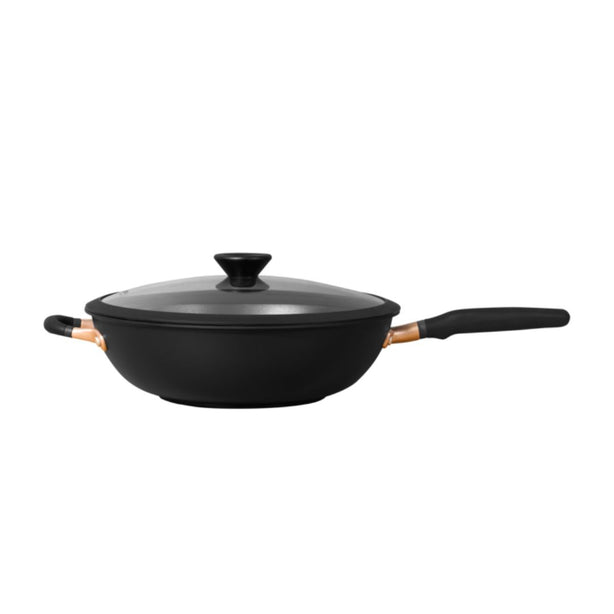 Meyer Accent Series Ultra-Durable Nonstick Induction 32cm Stirfry Pan with Glass Lid and Helper Handle