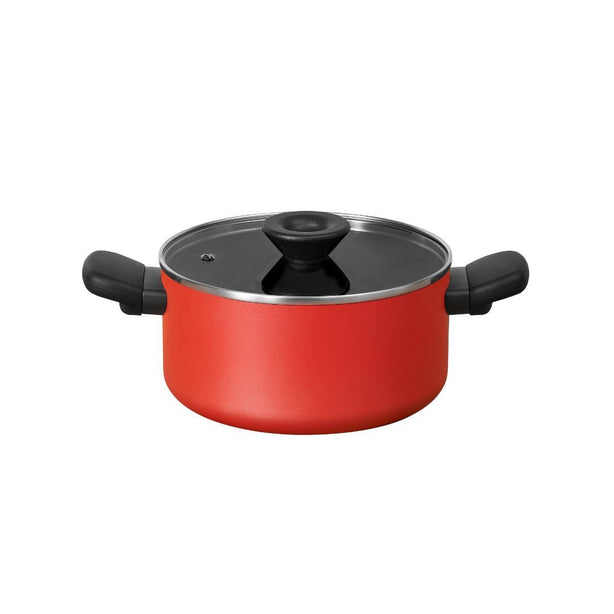 Meyer Bauhaus Series Nonstick Induction 20cm/2.8L Saucepot with Glass Lid (Roma Red)
