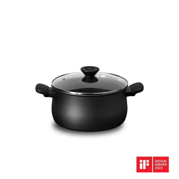 Meyer Midnight Series Nonstick Induction 24cm/5.7L Stockpot with Glass Lid