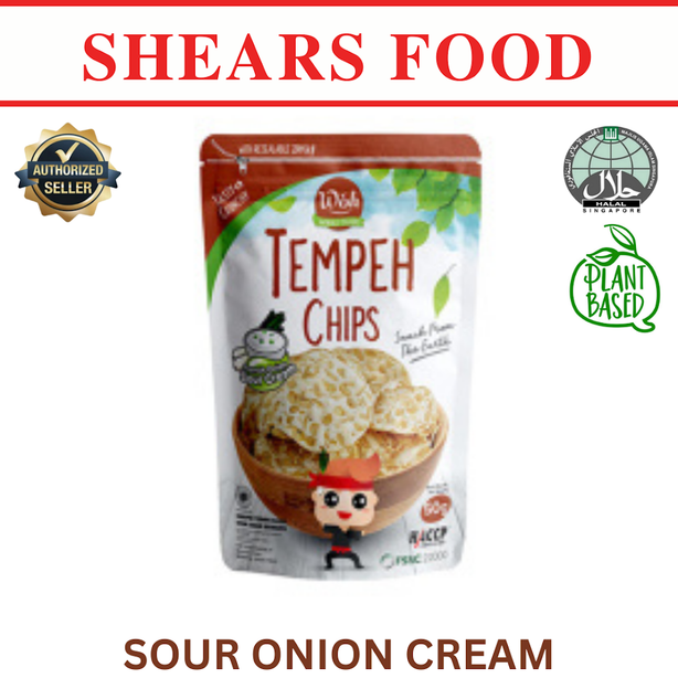 WOH Handcrafted Tempeh Chips Tempe Chips by Shears 50gms Onion Sour Cream (Bundle of 5 packs)