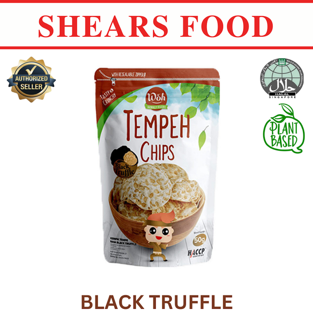 WOH Handcrafted Tempeh Chips Tempe Chips by Shears 50gms Black Truffle (Bundle of 5 packs)