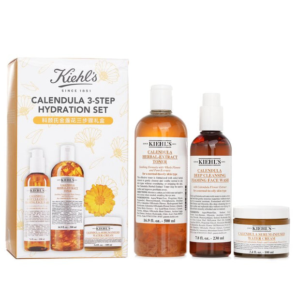 Calendula 3 Step Hydration Set: Face Wash 230ml + Toner 500ml + Water Cream 100ml - 3pcs