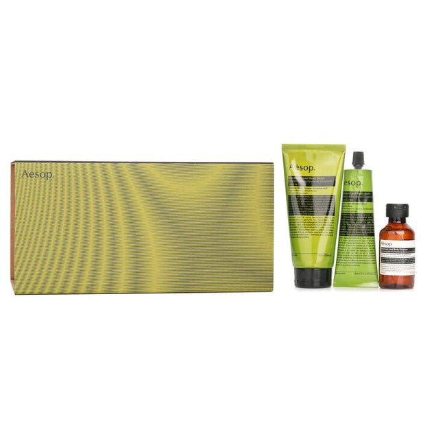Rousing Rhythms Set: Geranium Leaf Body Cleanser 100ml+geranium Leaf Body Balm 100ml+geranium Leaf Body Scrub 180ml - 3pcs + bag