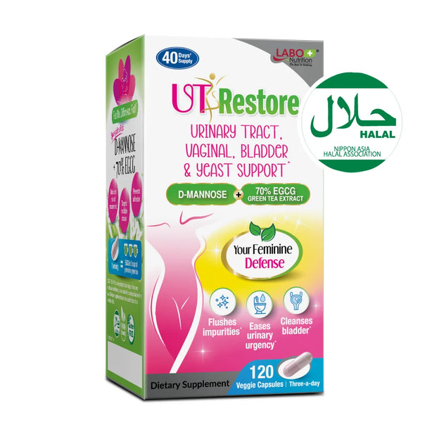 LABO Nutrition UTRestore Urinary Tract UTI Bladder Vaginal Health with D-Mannose & EGCG