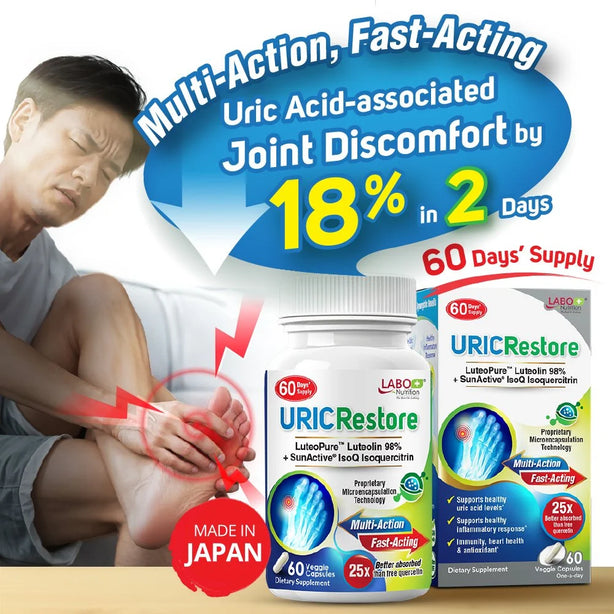 LABO URICRestore Luteolin Quercetin for Uric Acid Flare Up Gout Joint Discomfort