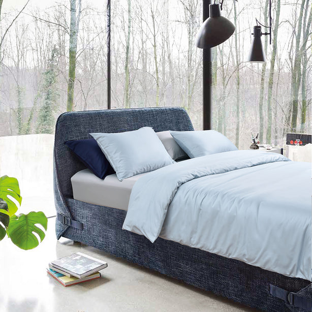 Intero BLANC Solid 100% Combed Cotton 980TC Fitted Sheet Set Cerise – Navy