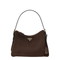 Medium Suede Leather Shoulder Bag - Dark Brown