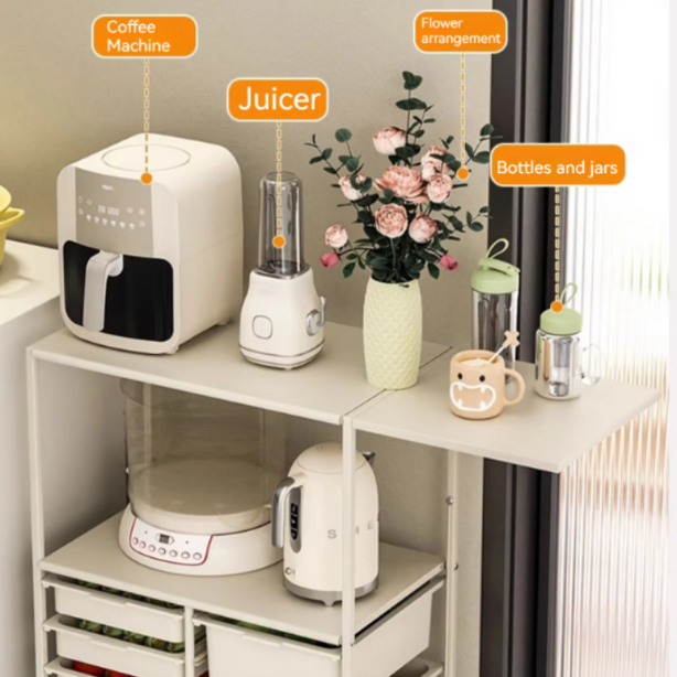 Multi functional Shelf Trolley Cart with drawers