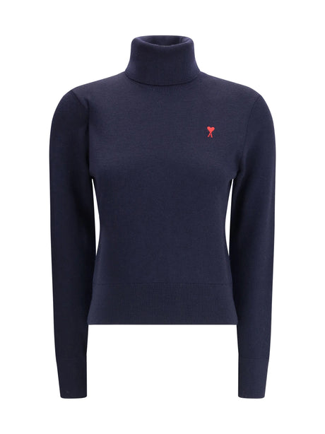 Ami Paris Ami De Coeur turtleneck Sweater - Marine/Rouge