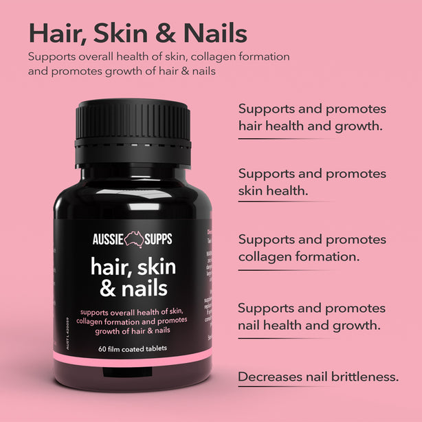 AussieSupps Hair, Skin & Nails (60 Tablets) x 3